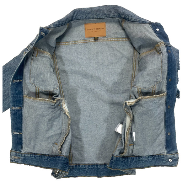 Lucky Brand Tomboy Trucker Jean Jacket Women's Medium M Blue Denim Button Front - Picture 3 of 10